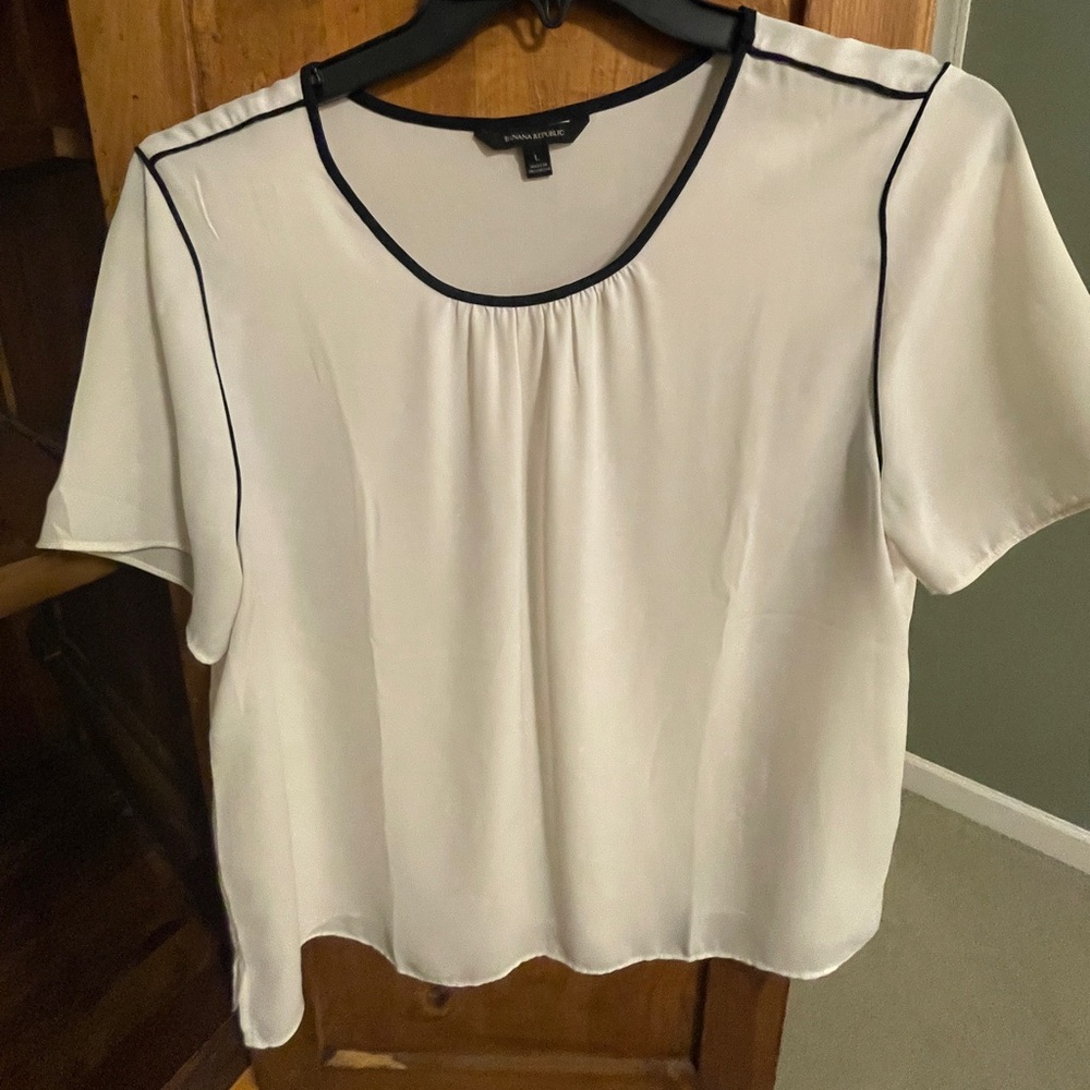 Banana Republic Blouse | Cream with Black Trim | L